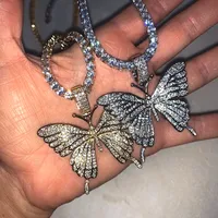 Fashion  Rhinestone Butterfly Pendant Necklace Hip Hop Jewelry  Choker main image 2