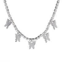 Fashion  Rhinestone Butterfly Pendant Necklace Hip Hop Jewelry  Choker sku image 2