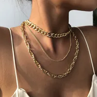 New Punk Style Simple  Metal Texture Multilayer Thick Chain Necklace main image 3