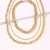 New Punk Style Simple  Metal Texture Multilayer Thick Chain Necklace main image 4