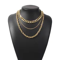 New Punk Style Simple  Metal Texture Multilayer Thick Chain Necklace main image 5
