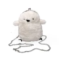 Small Plush Animal Oval Buckle Crossbody Bag sku image 1