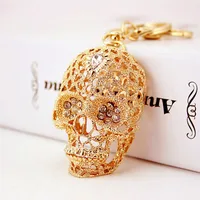Korean Diamond-studded Crystal Skull Metal Pendant Men's Car Keychain main image 1