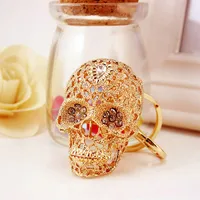 Korean Diamond-studded Crystal Skull Metal Pendant Men's Car Keychain main image 3