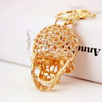 Korean Diamond-studded Crystal Skull Metal Pendant Men's Car Keychain main image 4