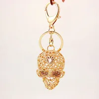 Korean Diamond-studded Crystal Skull Metal Pendant Men's Car Keychain main image 5