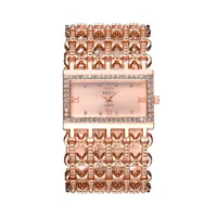 Fashion Temperament Rectangular Steel Band Ladies Bracelet Diamond Wide Strap Quartz Watch main image 2
