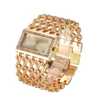 Fashion Temperament Rectangular Steel Band Ladies Bracelet Diamond Wide Strap Quartz Watch main image 4