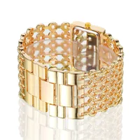Fashion Temperament Rectangular Steel Band Ladies Bracelet Diamond Wide Strap Quartz Watch main image 5