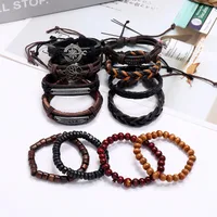 Vintage Cowhide Creative Gift Woven Men's Hip-hop Bracelet Combination Set main image 3