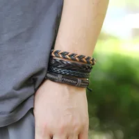 Vintage Cowhide Creative Gift Woven Men's Hip-hop Bracelet Combination Set main image 5