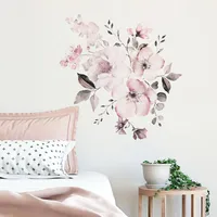 New Wall Sticker 30 Specifications Watercolor Pink Flower Group Home Background Decoration Can Be Removed main image 4