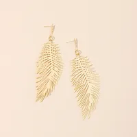 Hot Selling Fashion Personality Retro Leaf  Golden Leaf Earrings Wholesale main image 2