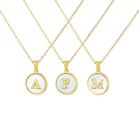 Titanium Steel 18K Gold Plated Simple Style Plating Inlaid Shell Letter Necklace main image 2