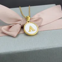Titanium Steel 18K Gold Plated Simple Style Plating Inlaid Shell Letter Necklace main image 3