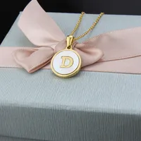 Titanium Steel 18K Gold Plated Simple Style Plating Inlaid Shell Letter Necklace main image 6