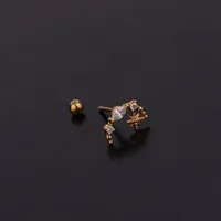 Ear Cartilage Rings & Studs Lady Flower 316 Stainless Steel  Copper Inlaid Zircon main image 5