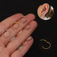 Ear Cartilage Rings & Studs Simple Style Geometric 316 Stainless Steel  Inlaid Zircon main image 1