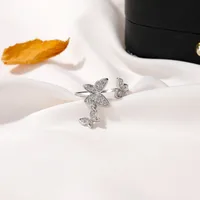 Korean Beautiful Butterfly  Micro-inlaid Zircon Open Ring main image 4
