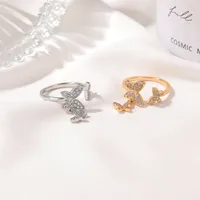 Korean Beautiful Butterfly  Micro-inlaid Zircon Open Ring main image 5