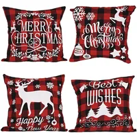 Christmas Ornaments Creative Linen Plaid Pillowcase Christmas Elk Pillowcase main image 5