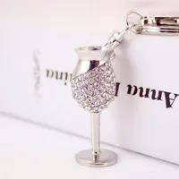Creative Diamond-studded Goblet Keychain Red Wine Glass Key Chain Metal Pendant main image 4