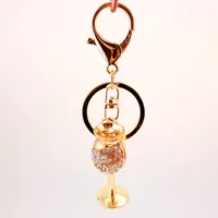 Creative Diamond-studded Goblet Keychain Red Wine Glass Key Chain Metal Pendant main image 5