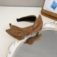 Simple Velvet Bow Headband Rabbit Ears Wide-brimmed Suede Headband sku image 4