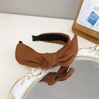 Simple Velvet Bow Headband Rabbit Ears Wide-brimmed Suede Headband sku image 2