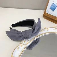 Simple Velvet Bow Headband Rabbit Ears Wide-brimmed Suede Headband sku image 5