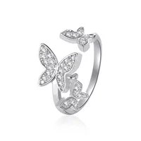 Korean Beautiful Butterfly  Micro-inlaid Zircon Open Ring sku image 2