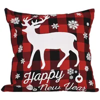 Christmas Ornaments Creative Linen Plaid Pillowcase Christmas Elk Pillowcase sku image 1