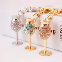 Creative Diamond-studded Goblet Keychain Red Wine Glass Key Chain Metal Pendant sku image 7