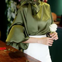 Women's Long Sleeve Blouses Bowknot Lady Commute Solid Color main image 8