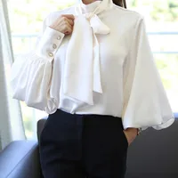 Women's Long Sleeve Blouses Bowknot Lady Commute Solid Color main image 3
