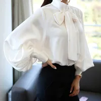 Women's Long Sleeve Blouses Bowknot Lady Commute Solid Color main image 2