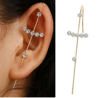 Creative Simple Alloy Inlaid Rhinestone Earrings Slash Earrings Wholesale main image 3