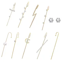 Creative Simple Alloy Inlaid Rhinestone Earrings Slash Earrings Wholesale main image 5