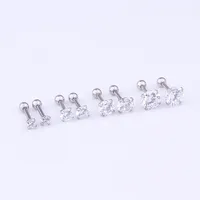 Ear Cartilage Rings & Studs Fashion Geometric 316 Stainless Steel  Inlaid Zircon main image 2