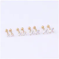 Ear Cartilage Rings & Studs Fashion Geometric 316 Stainless Steel  Inlaid Zircon main image 4