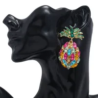 Fashion Creative Fruit Pineapple Inlaid Colorful Diamond  Earrings Wholesale main image 2