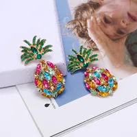 Fashion Creative Fruit Pineapple Inlaid Colorful Diamond  Earrings Wholesale main image 3