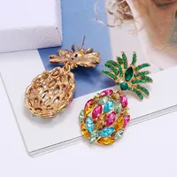 Fashion Creative Fruit Pineapple Inlaid Colorful Diamond  Earrings Wholesale main image 4