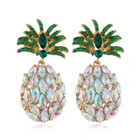 Fashion Creative Fruit Pineapple Inlaid Colorful Diamond  Earrings Wholesale sku image 3