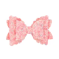 Girls Three-tier Bow-knot Hairpin Children's Sequined Bow-knot Edging Clip Colored Hair Clips Wholesale sku image 3