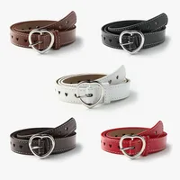 Creative  Peach Heart Buckle Belt Ladies Fashion Love Hole Hollow Simple Decoration Jeans Belt main image 1