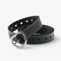 Creative  Peach Heart Buckle Belt Ladies Fashion Love Hole Hollow Simple Decoration Jeans Belt main image 4