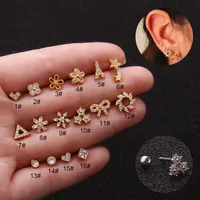 Ear Cartilage Rings & Studs Flower 316 Stainless Steel  Copper main image 1