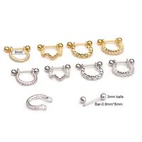 Ear Cartilage Rings & Studs Fashion U Shape Copper Diamond main image 5