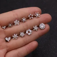 Ear Cartilage Rings & Studs Snowflake Copper Inlaid Shell main image 2